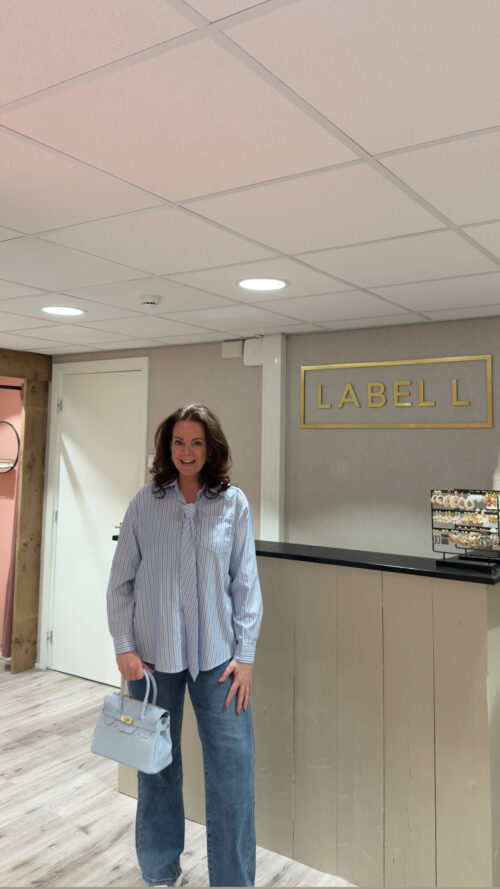 Blouse met stropdas stripe blue label-l-blouses Label-L