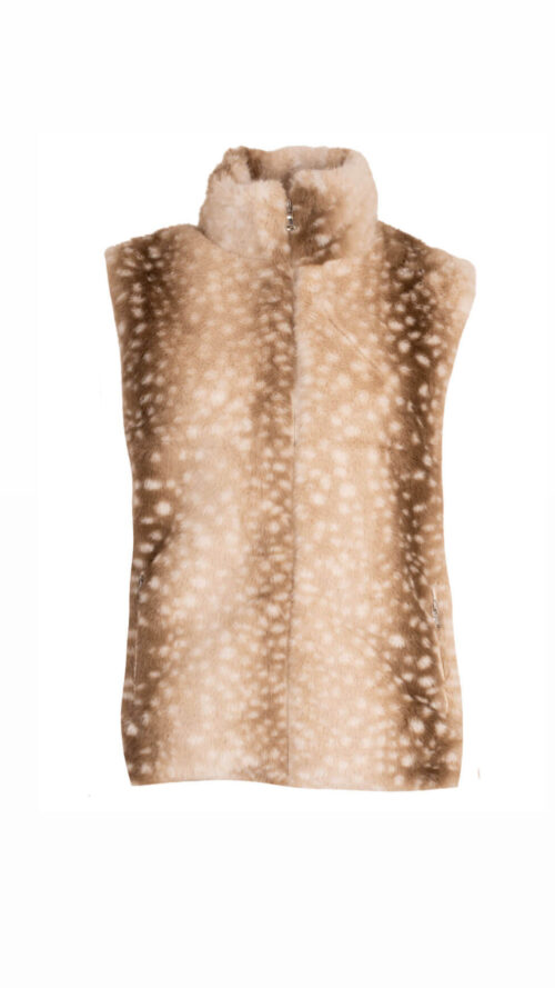Faux fur gilet bambi Beige Azzurro -gilet Label-L