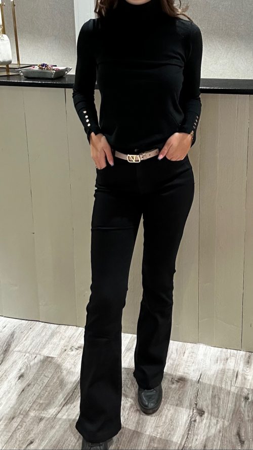 Flared jeans stretch zwart Norfy-Broeken Label-L