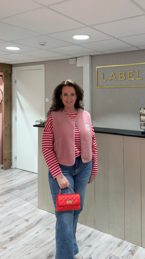 Gilet teddy pink label-l-Gilet Label-L