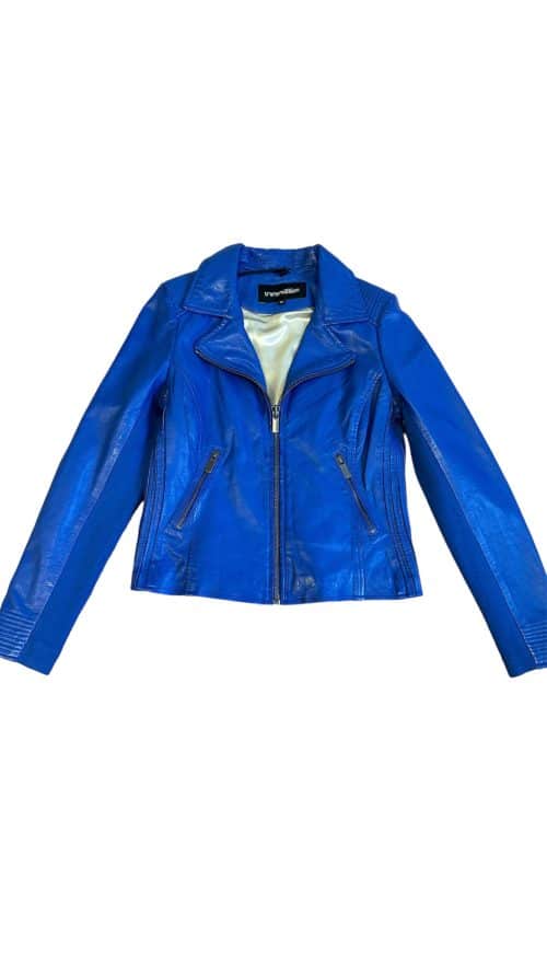 Leather jacket kobalt blue Transmission - jassen Label-L