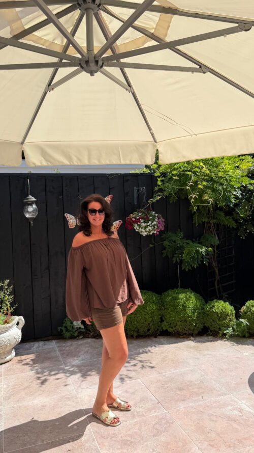 off shoulder top mary Brown Azzurro -Tops Label-L